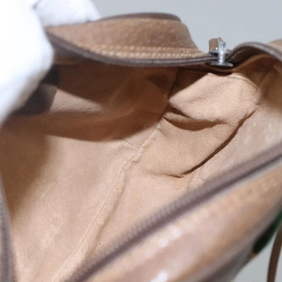 GUCCI GG Supreme Web Sherry Line Shoulder Bag PVC Beige Green Red Auth BA508 - Picture 10 of 16